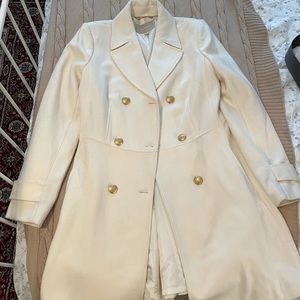 Cream/ecru wool dress coat